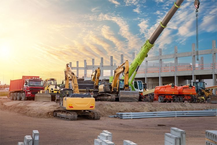 Construction site with heavy machinery