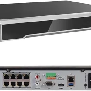 Front and back view of a network switch with multiple ports.