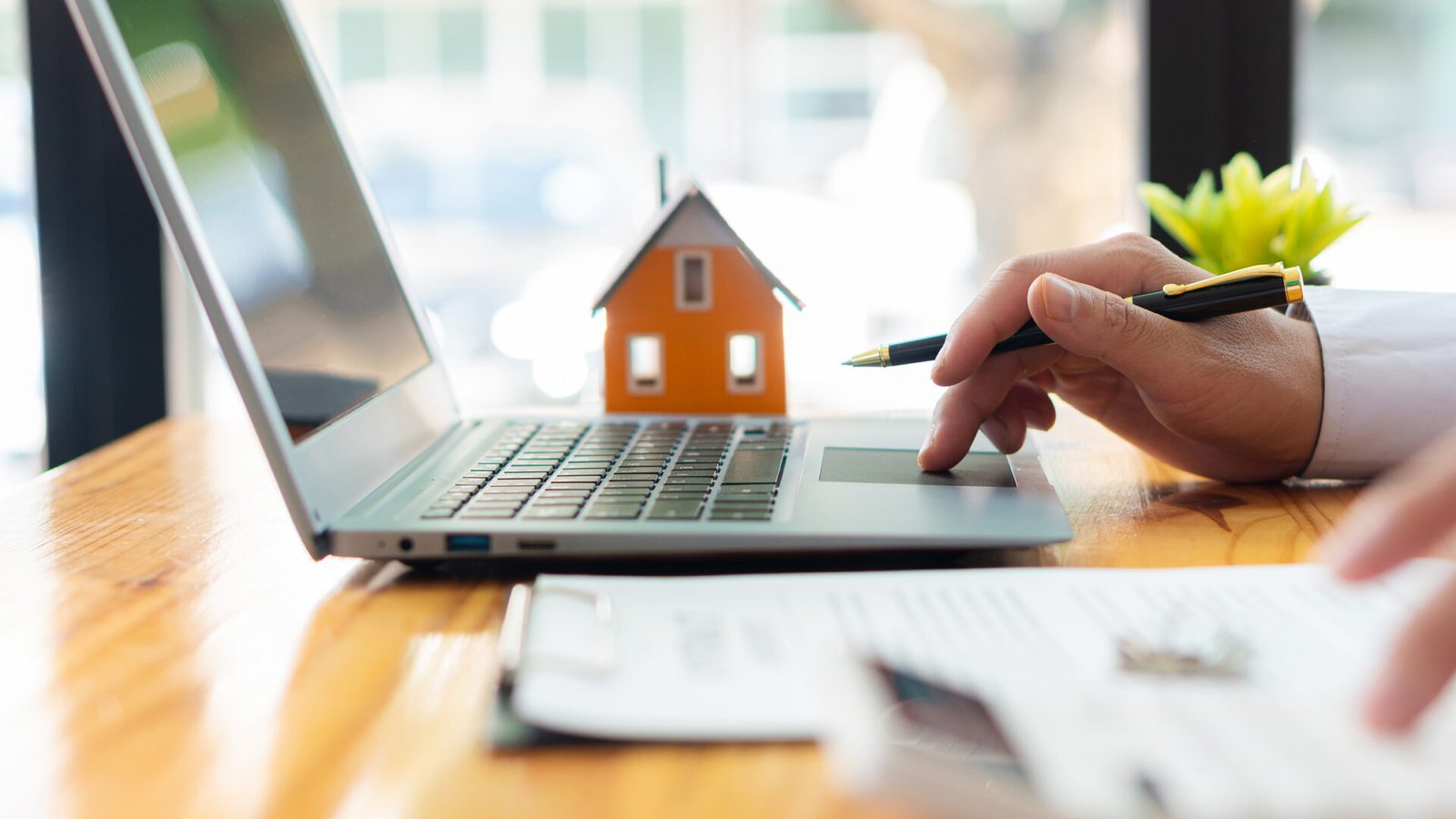 Person researching real estate online