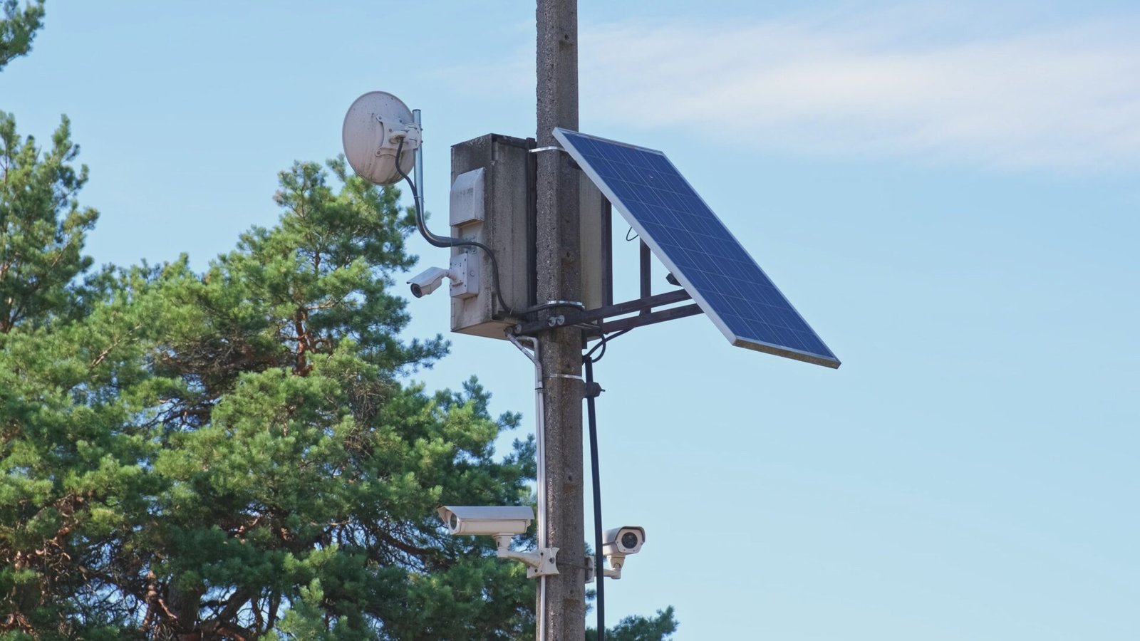 Surveillance cameras with solar panel