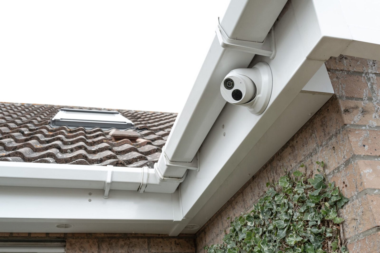 Surveillance camera under roof eave
