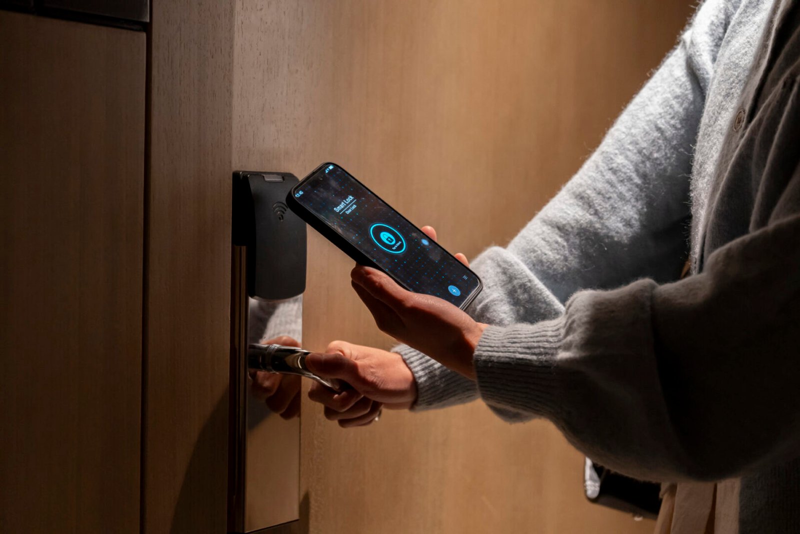 Smartphone unlocking a door
